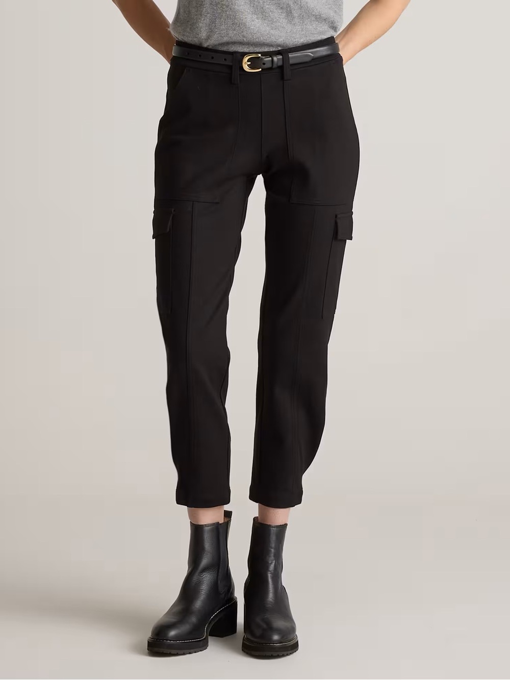 Quince Ultra-Stretch Ponte Tapered Cargo Pants
